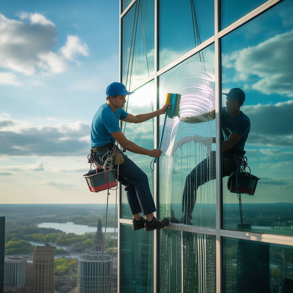 High-rise facade cleaning